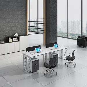 Estação de trabalho modular moderna de escritório, estação de trabalho de escritório branca funciona 1 2 4 6 8 lugares estação de trabalho mesa para funcionário