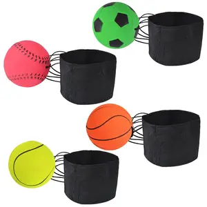 新款腕部回球运动腕部球篮球棒球足球细绳橡胶回弹球腕带运动玩具