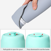 Bouteille d'eau pour chien en silicone de qualité alimentaire avec bol intégré, pliable et portable pour l'extérieur, couleur et logo personnalisés
