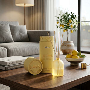 Aikun Modern Lemon Scented 120ml Clear Bottle Reed <b>Diffuser</b> Set With IP12 High-End Formula Custom Gift Box For Living Room - Product Image 1