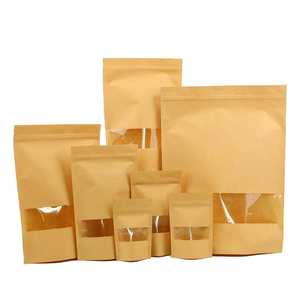 Bolsa de papel Kraft con logotipo propio impreso personalizado biodegradable o bolsa de papel Kraft limpia Bolsa de pie de papel Kraft marrón con ventana - Product Image 5