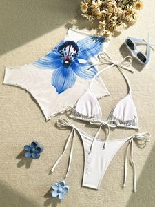 Maillot de bain 3 pièces sexy imprimé floral pour femme, collection été 2026, idéal pour les soirées en club et la plage - Product Image 5