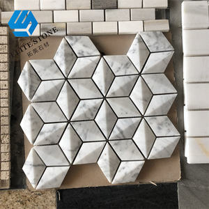 Mattonelle a rombo mosaico 3D in <span class=keywords><strong>marmo</strong></span> bianco di Carrara - Product Image 1