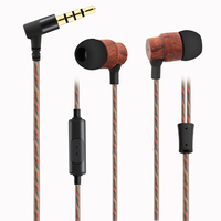 Earphone In-Ear Kayu Alami Dairle W43 dengan Mikrofon, Headphone Berkabel 3.5mm (Kabel 1.2m) untuk Ponsel dan Laptop