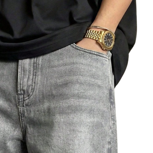 <b>Mens</b> Grey Denim <b>Bermuda</b> <b>Shorts</b> Loose Fit Casual Summer <b>Shorts</b> Washed Cotton Denim Five Pocket Streetwear Fashion Style Trend - Product Image 3