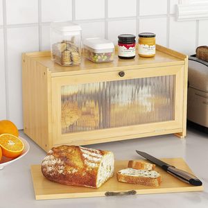 Caja de almacenamiento de pan de bambú con tabla de cortar y ventana transparente para uso en la cocina - Product Image 2