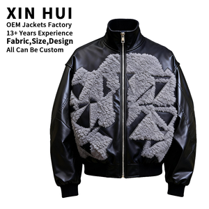 Chaqueta Bomber de Cuero con Bordado Personalizado - Otoño/Invierno, Cortavientos, Transpirable, Informal, Holgada, Tejido Ecológico, Estilo Hip Hop - Product Image 1