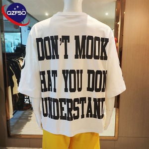 QZFSO 280 Gsm poids lourd recadrée ajustée 100% coton t-shirt personnalisé graphique t-shirt DTG lavé à l'acide Boxy ourlet brut recadrée t-shirts hommes - Product Image 2