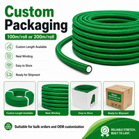 Cordon élastique robuste vert 10 mm, corde de fixation de cargaison 50 m/100 m, polyester 22 % latex 78 %, résistant aux UV, résistant à l'humidité, 250 %