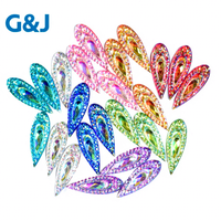 G&J DIY Kristal Ekor Phoenix Mewah Bentuk Tetesan Air Resin Flatback Bulu Rhinestone untuk Aksesoris Pakaian Gaun Dekorasi Sepatu