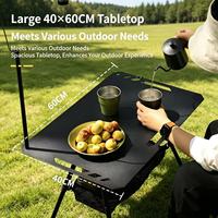 Table pliante tactique avec plateau en aluminium et hauteur réglable, table de camping pour pique-nique en plein air, barbecue, jardin, terrasse