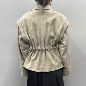 2025 ropa de calle de moda de otoño personalizada, Real chaqueta de cuero de alta calidad, abrigo corto de cintura delgada con solapa, chaqueta de cuero de gamuza para mujer - Product Image 4