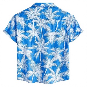 เสื้อเชิ้ตชายหาดพิมพ์ลายใบปาล์มเขตร้อนลำลองสำหรับบุรุษแขนสั้นระบายอากาศได้ดีเสื้อผ้ารีสอร์ทวันหยุด - Product Image 4