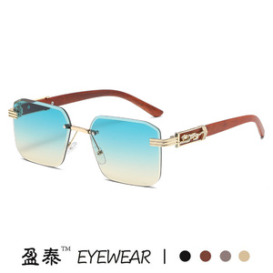 Yingtai Eyewear Beveled <b>Square</b> Frameless Sunglasses Metal <b>Frame</b> UV400 Protection Unisex Fashion Sunshades - Product Image 4