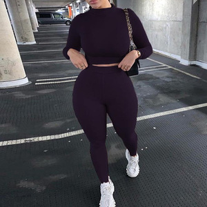 2025 para <span class=keywords><strong>Amazon</strong></span> Cross-Border Traje deportivo informal para <span class=keywords><strong>mujer</strong></span> Manga larga Slim Patrón sólido Top con longitud corta para Otoño Invierno - Product Image 2