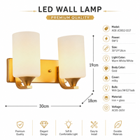 Applique murale LED dorée 5Wx2 E27 à double verre, lumière blanc chaud, pour chambre, hôtel, coiffeuse, AC85-265V, luminaire d'intérieur moderne