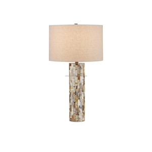 Beige Stitched Ceramic <b>Vase</b> Modern Neutral Table Lamp with Gold Trim & Pleated Shade | Elegant Lighting for Hotel Guest Room - Product Image 3