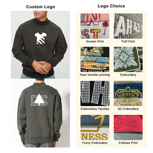Custom Men's Mock Neck Sweatshirt 100% Cotton 280GSM French Terry Streetwear Oversized Men's Pullover <b>Top</b> - Product Image 6