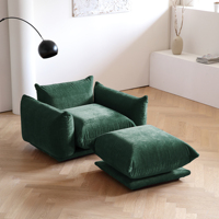 Meubles de salon, canapé Chesterfield trois places, velours vert, moderne, modulaire, garni d'éponge, ensemble combiné