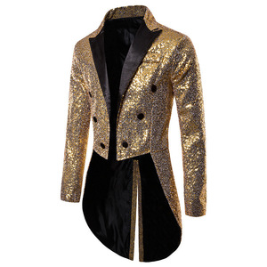 Chaqueta de Traje con Lentejuelas Doradas Brillantes, Chaqueta de Esmoquin Cruzada para Hombre, Traje de Novio para Boda, Blazer para Fiesta, Disfraz de Gala - Product Image 4