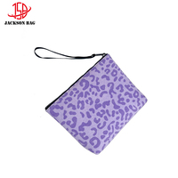 Desainer wanita musim panas pantai lucu ungu kanvas tas Clutch merek terkenal motif macan tutul dompet kantong ritsleting surat penutup