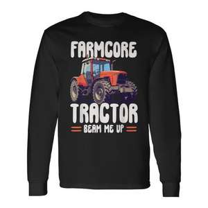 Farmcore <b>Tractor</b> Beam Me Up Long Sleeve <b>T</b>-<b>Shirt</b> Farmer Vintage Design - Product Image 1