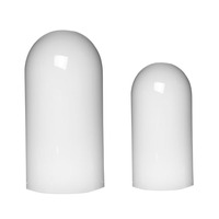 Abat-jour en verre blanc brillant en forme de capsule, vente en gros, couvercle en verre tubulaire à fond ouvert pour remplacement de luminaires suspendus ou muraux