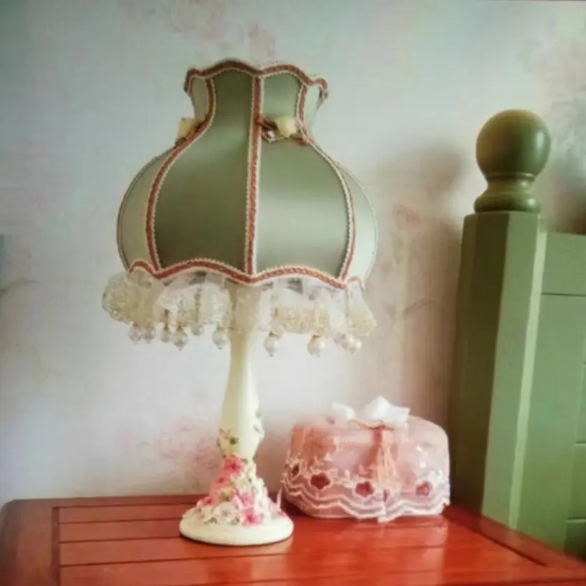 Lámpara de escritorio de encaje de fantasía de estilo marroquí antiguo, decoración del hogar, lámpara de mesa de encaje de tela verde, lámpara de mesita de noche para niñas