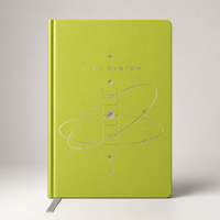 LABON Agenda de planification personnalisé en cuir végétalien vert citron, Journal de productivité 90 jours, Suivi d'habitudes de luxe, Carnet cadeau