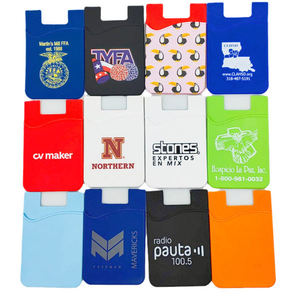 Funda con tarjetero adhesivo de silicona de colores, con logo personalizado, para celular. - Product Image 1