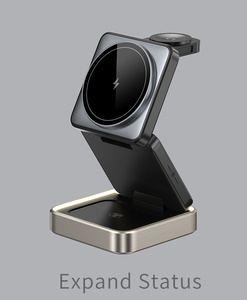 Ngân Hàng Điện Cầm Tay Kim Loại Phòng Ngủ 15W Túi Đa Chức Năng Có Thể Gập Lại 3 Trong 1 Từ Sạc Không Dây Ánh Sáng Ban Đêm Người Giữ Điện Thoại - Product Image 3