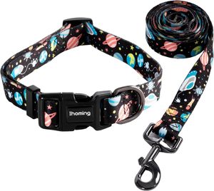 Conjunto de collar y correa para perro Ihoming, entrenamiento diario para caminar al aire libre, diseño de espacio para niños pequeños, niñas, perros, gatos, mascotas, S-Up - Product Image 1