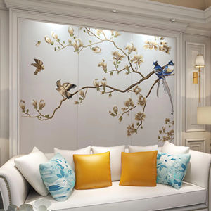 Kunden spezifische moderne langlebige 3D-Lederstickerei wasserdicht Home Interior Decoration Kopfteil TV-Panel aus MDF - Product Image 1