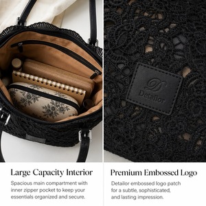 Sacs de mode en gros Tendance 2026 Sac fourre-tout en PU tressé grande capacité avec design ajouré en dentelle Sac à bandoulière tendance pour femme - Product Image 4