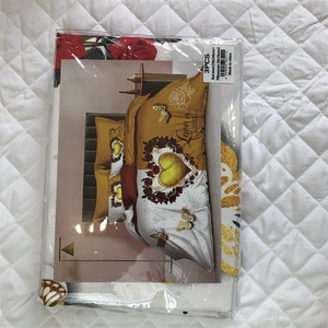 베갯잇이있는 일회용 3 피스 침대 시트 세트 킹 퀸 더블 싱글을위한 옐로우 하트 꽃 패턴 크기 - Product Image 2