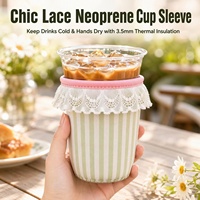 Manchon de tasse en néoprène rayé personnalisé avec logo pour mariage, idéal pour boissons froides