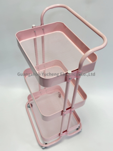 Chariot de salon de beauté rose, équipement de salon de beauté, chariot de salon de beauté en métal avec roulettes pour spa - Product Image 2