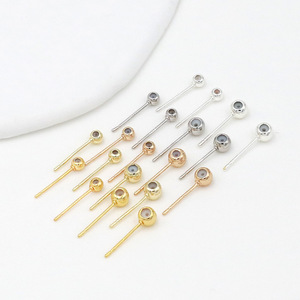 18K solid gold universal <b>earring</b> <b>post</b>, 925 silver needle, glue bead <b>earring</b> <b>post</b>, 14K gold-plated positioning and adjusting - Product Image 1