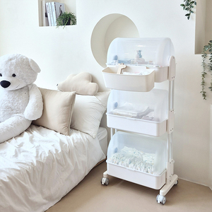New Cocomaam 3-Tier Covered <b>Storage</b> <b>Trolley</b> Dustproof Plastic Hand Cart Home <b>Kitchen</b> Nursery Mobile Organizer - Product Image 5