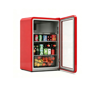 Réfrigérateur Mini Rétro 112L au Design Innovant avec Porte Vitrée, Commande LED, Double Température, Dégivrage Automatique, pour Usage Domestique