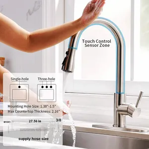 Con spruzzatore Pull Down rubinetti da cucina Smart Touch rubinetti da cucina in ottone rubinetto per cucina con acqua fredda calda produzione doppia maniglia
