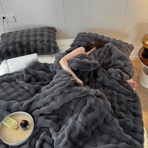 Siêu ấm chăn cho sofa, chăn giường đôi, siêu mềm mại & ấm cúng, sang trọng Thỏ lông chăn cho phòng ngủ - Product Image 4