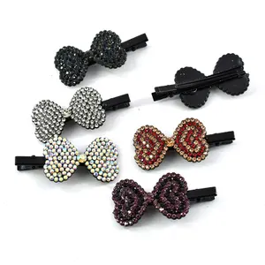 Groothandel Zoete Meisjes Haar Pin Bling Crystal Kleurrijke Haar Clip Volledige Rhinestone Vlinder Boog Bloem Hairgrip