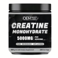 Créatine monohydrate micronisée en poudre 5000 mg par portion, créatine pure sans arôme 500 g 100 portions Complément alimentaire pour la salle de sport