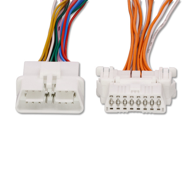 OBD Detection Port 16-Wire Plug Socket Cable PVC Insulated Car Wiring Harness with Male to Female Connector for Automotive Use
