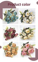 Bouquet de roses artificielles et pivoines réalistes en soie de style européen, écologiques, taille personnalisée, OEM/ODM pour la décoration intérieure