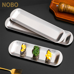 Rettangolo piatti d'argento in acciaio inox piastra per Barbecue retrò spessa stile coreano pasta di gamberetti Sushi vassoio piatto di stoccaggio per Hotel - Product Image 2