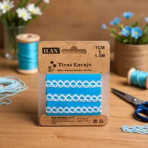 Cinghie in pizzo ILAN 1 cm x 1,5 m blu piscina per decorazioni e artigianato - Product Image 2