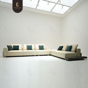 Villa de lujo con luz italiana, sala de estar, sofá Modular grande, muebles de diseño, conjunto de sofá de esquina de cuero blanco moderno de gama alta - Product Image 4