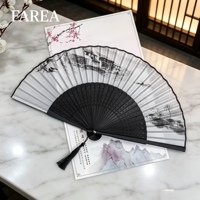 FAREA Éventail pliant personnalisé fait main en bambou, style chinois, sculpté et ajouré, imprimé soie, pour femme, antique et créatif, très populaire